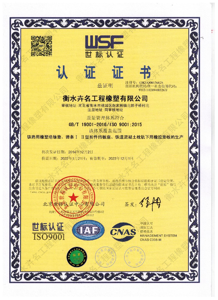 ISO9001 World Standard Certification