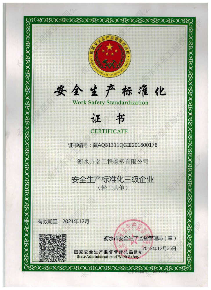 Safety production standardization certificate